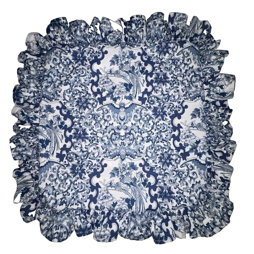 Vintage Ralph Lauren Blue Porcelain Tamarind Chinoiserie Pillow Cover 18 x 18